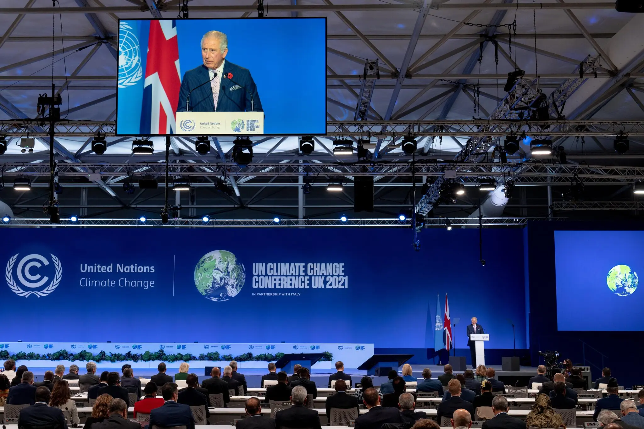 Король Чарльз, тоді принц Уельський, виступає на відкритті саміту COP 26 щодо зміни клімату у 2021 році